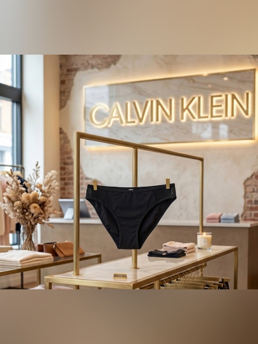 Calvin Klein Black Mesh Side Bikini Bottoms Medium EUC